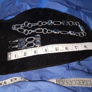 Vintage Elegant Silver and Smoke Grey Pierced Jewelry Set